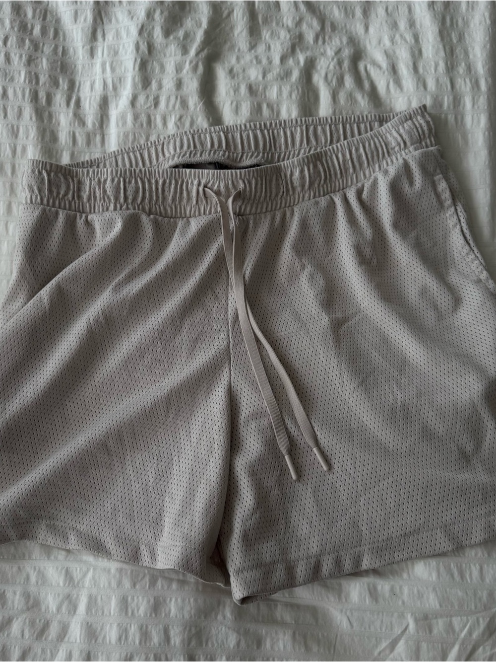Light Gray Mesh Drawstring Women’s Shorts